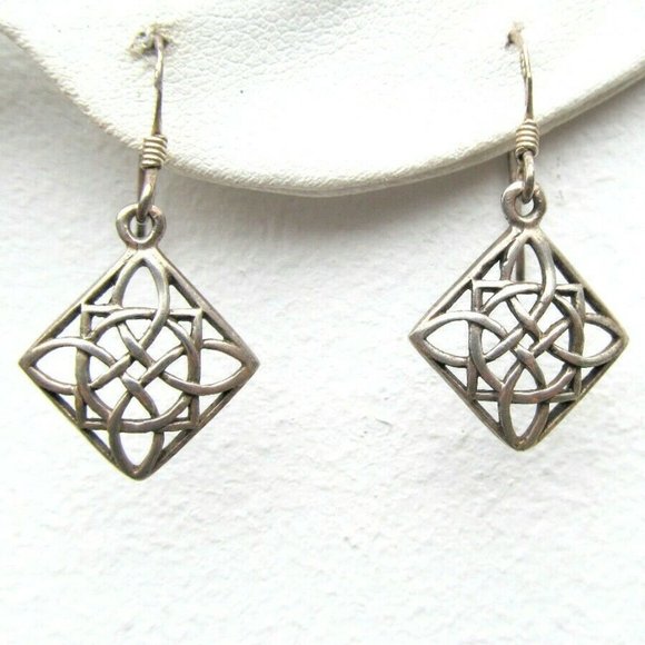 Vintage Sterling Celtic Design Pierced Earrings - Picture 1 of 11